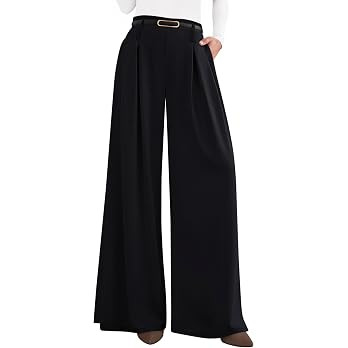 PRETTYGARDEN Womens Wide Leg Trousers 2026 Elastic High Waisted Dress Pants Pleated Slacks Flowy ... | Amazon (US)