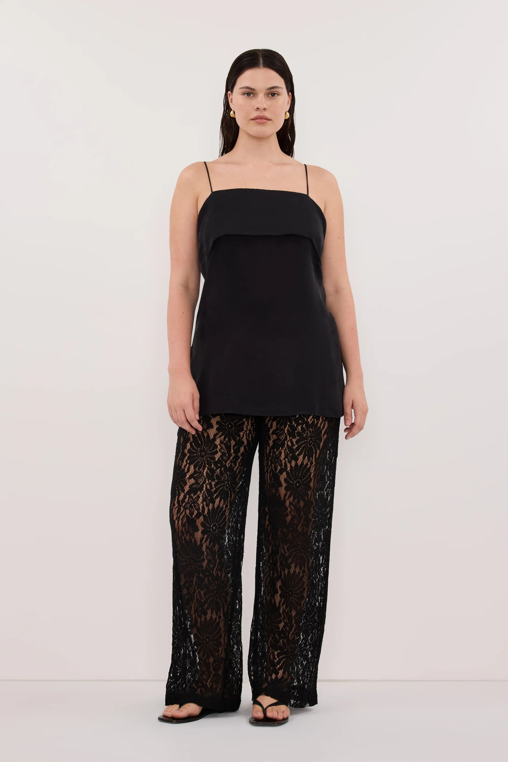 IDA BLACK CUPRO FOLDOVER CAMI | DISSH
