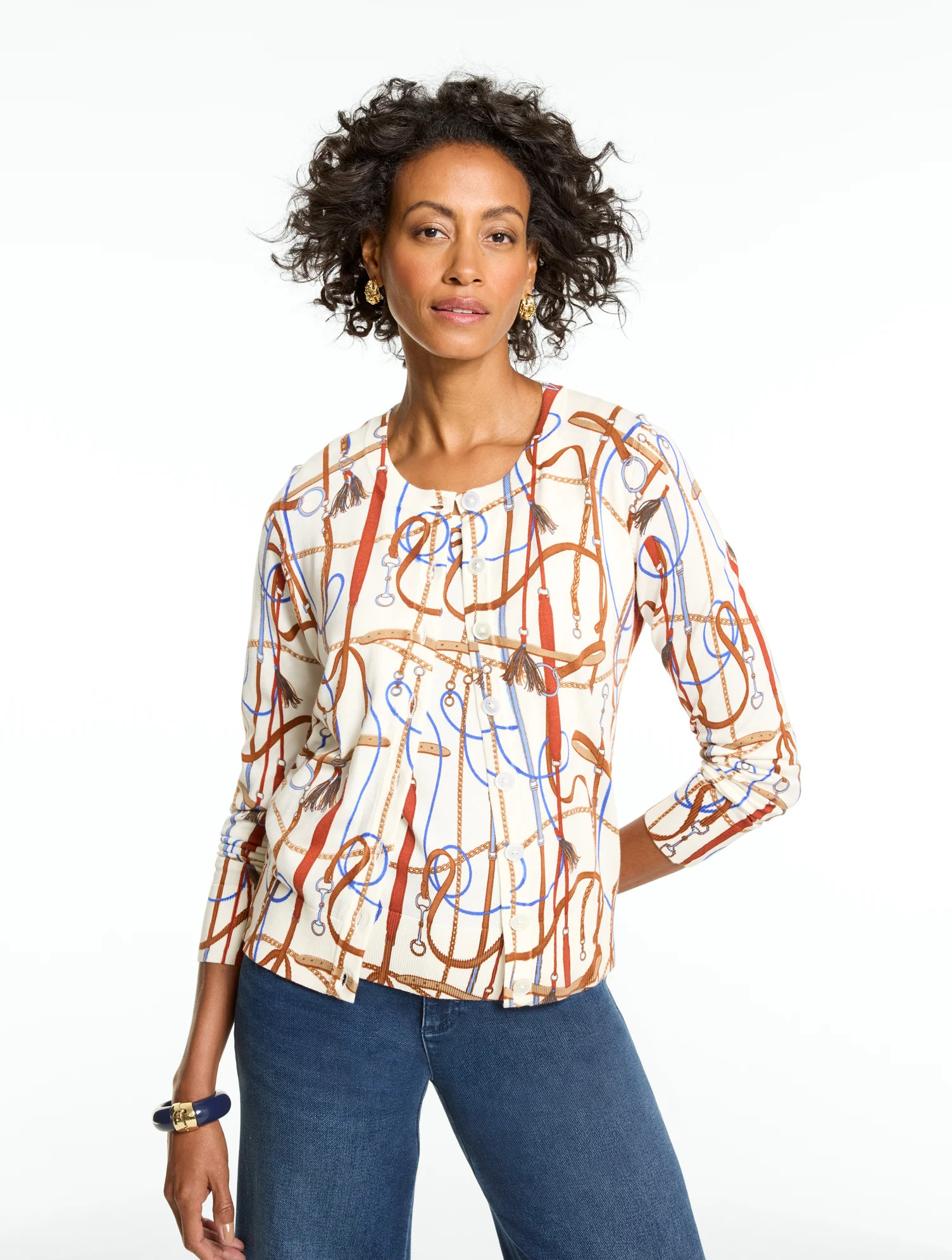 Petite - Charming Cardigan Sweater - Equestrian Status - Ivory - Small Talbots | Talbots