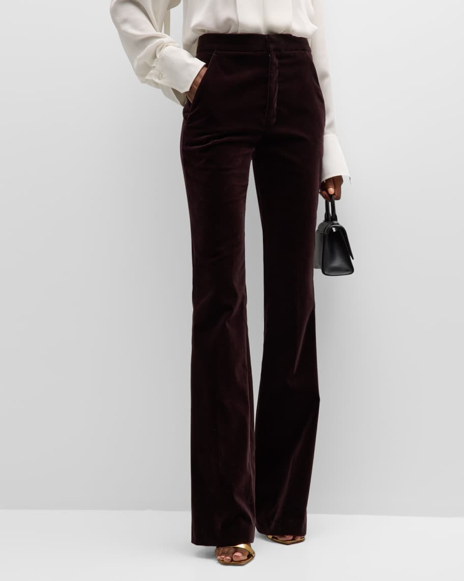 A.L.C. Sophie II Mid-Rise Straight Velvet Pants | Neiman Marcus