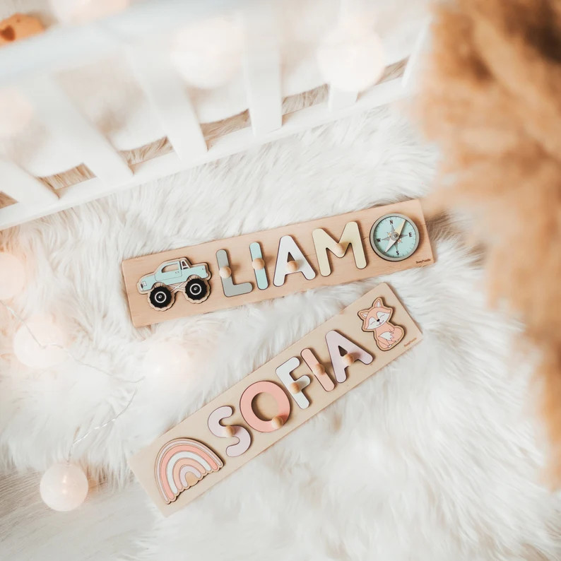 Personalized Name Puzzle With Pegs New Baby Gift Wooden | Etsy | Etsy (US)
