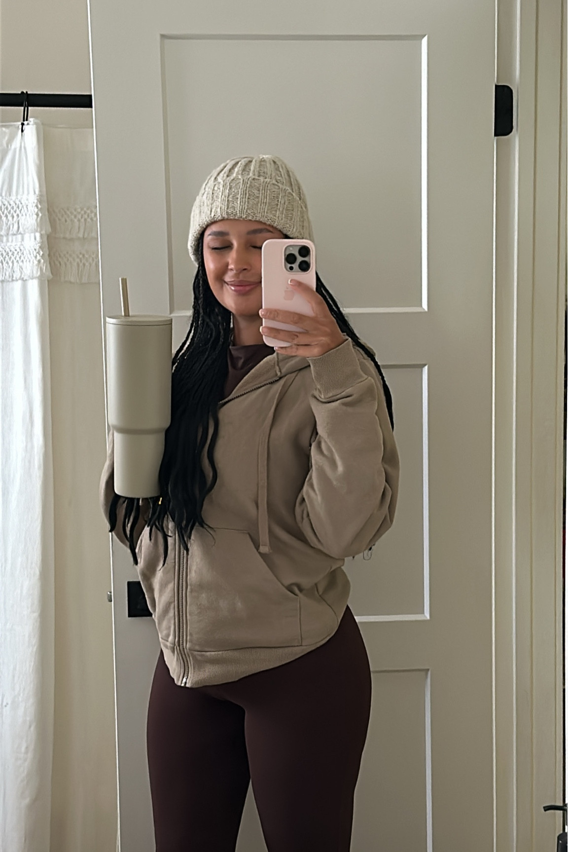 this activewear set is so comfortable and flattering. The pants have a slight compression which helps hold everything together and the jacket has the perfect drape and allows for a super cozy feel. can’t forget to stay hydrated too with my water container that I feel is superior to the Stanley 🤭 #activewear #fit #workoutgear 

#LTKworkwear #LTKfitness