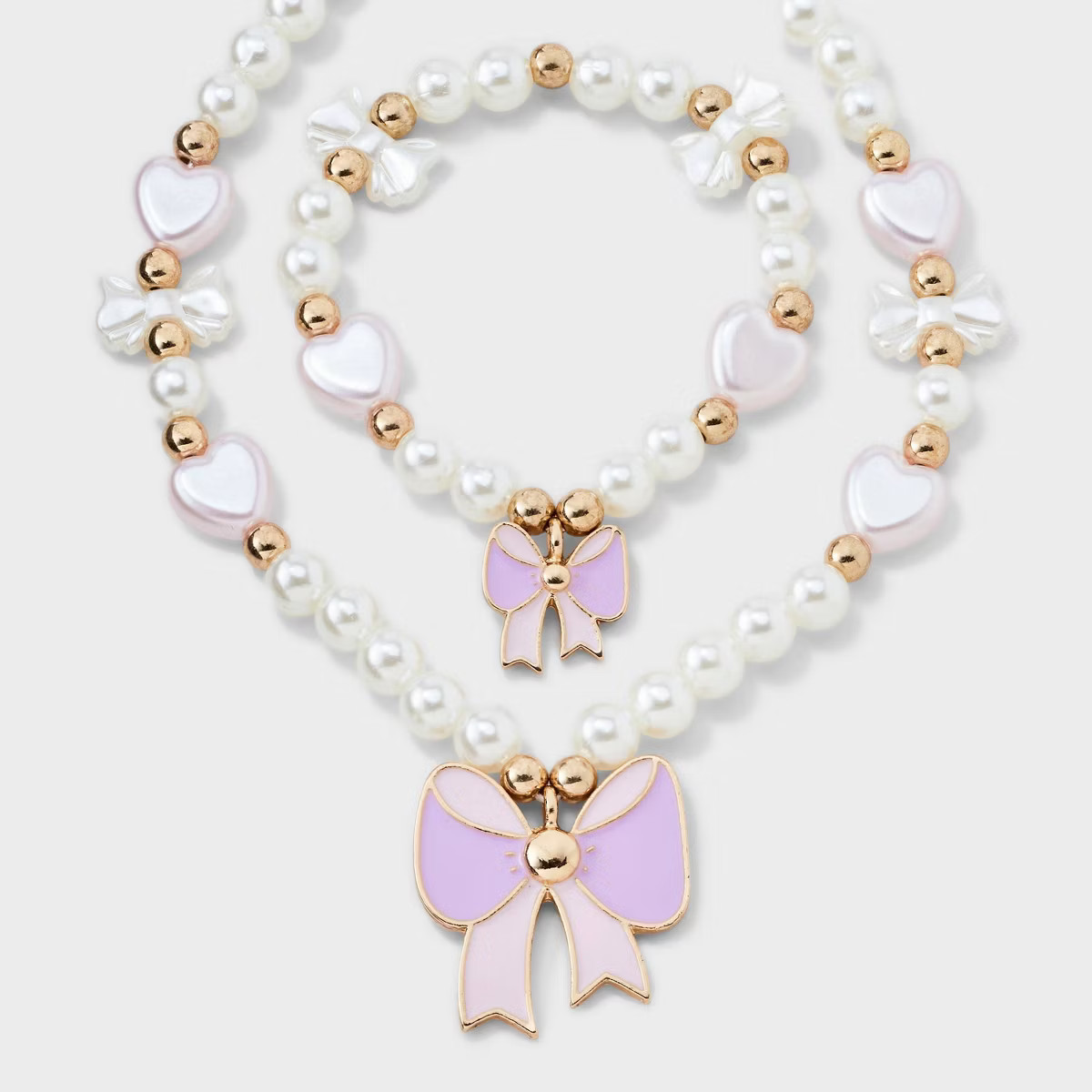 Baby Beaded Bow Necklace & Bracelet Set - Cat & Jack™ Ivory: Snap Closure, Acrylic Material, 16... | Target