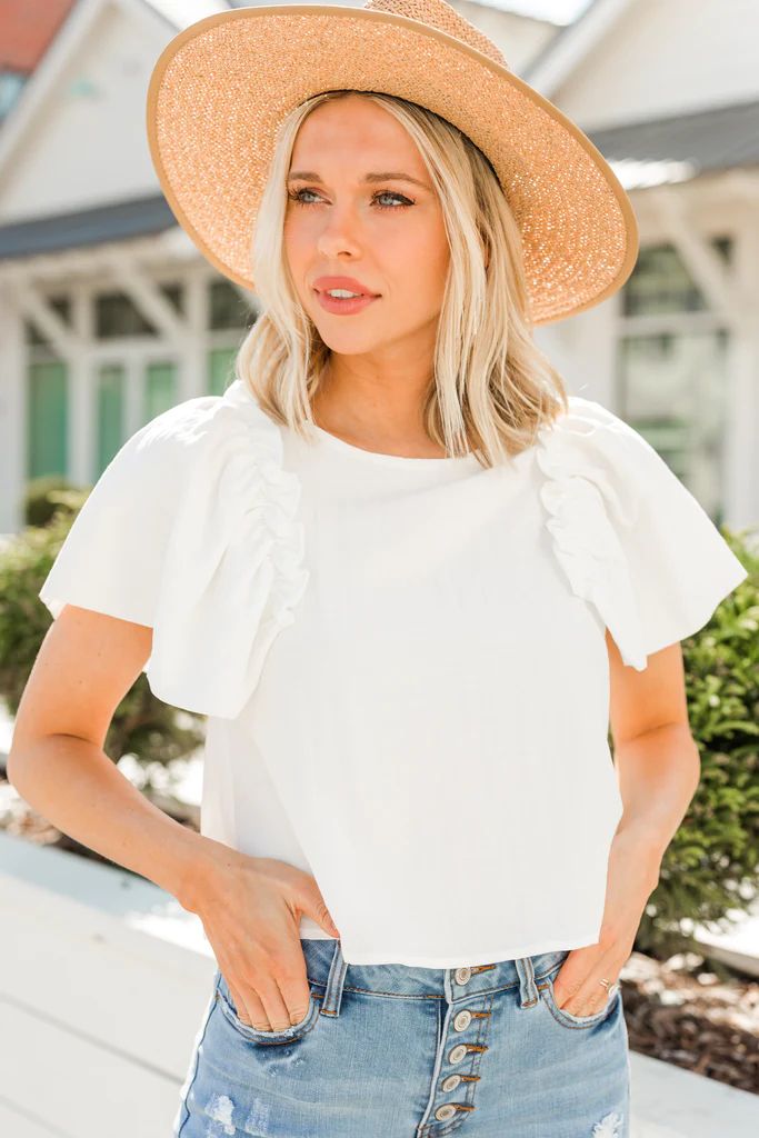 So Important White Ruffled Top | The Mint Julep Boutique