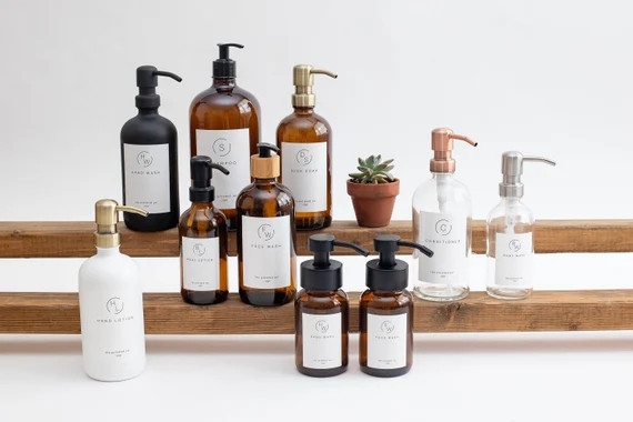 Glass Bottle  Amber or Clear Bottle Soap Dispenser  Hand | Etsy | Etsy (US)