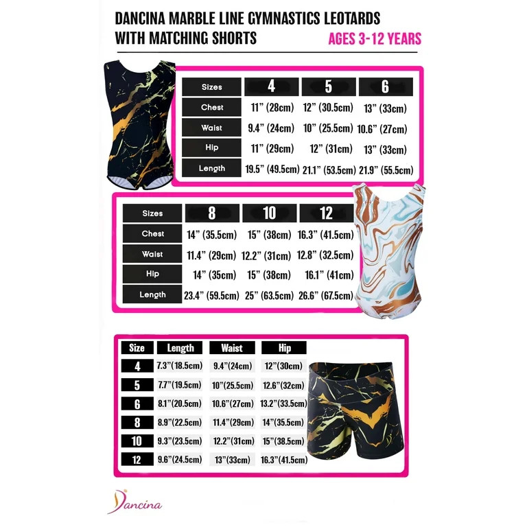 Dancina Gymnastics Leotards for Girls with Matching Shorts | Walmart (US)