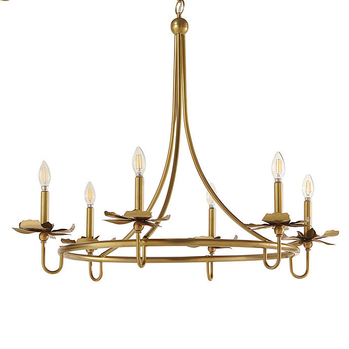 Julia Orchid 6 Light Wheel Antique Brass Chandelier Hanging Fixture | Ballard Designs, Inc.