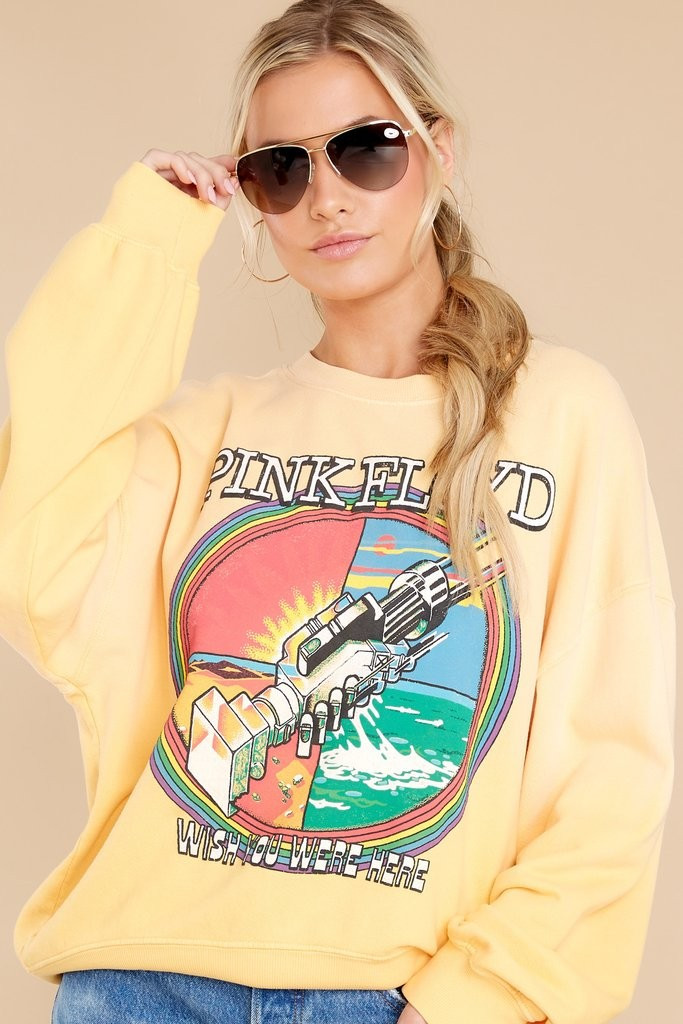 Pink Floyd Wish You Were Here Sunny Yellow Sweatshirt | Red Dress 