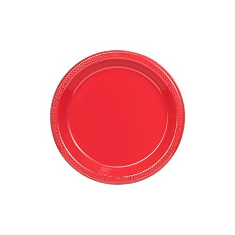 Big Party Pack Apple Red Plastic Plates, 50 Ct. | Amazon (US)