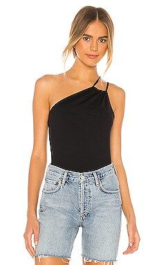 Susana Monaco Open Gathered Shoulder Top in Black from Revolve.com | Revolve Clothing (Global)