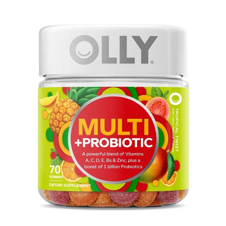 OLLY Adult Multi + Probiotic Gummy, Daily Multivitamin Supplement, Vitamin A, C, E, 70 Ct - Walma... | Walmart (US)