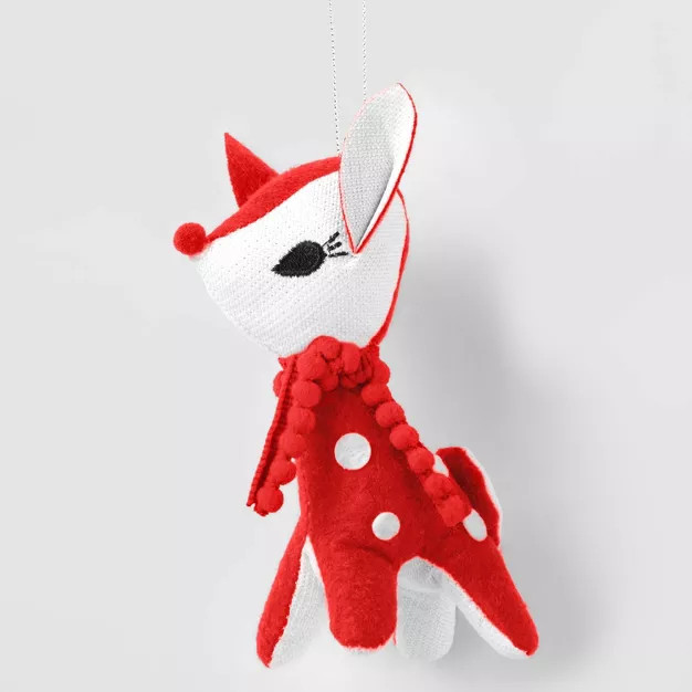 Fabric Retro Deer Christmas Tree Ornament Red - Wondershop™ | Target
