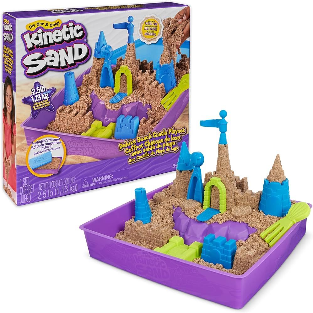 Kinetic Sand, Deluxe Beach Castle Playset with 2.5lbs of Beach Sand, Includes Molds and Tools, Se... | Amazon (US)