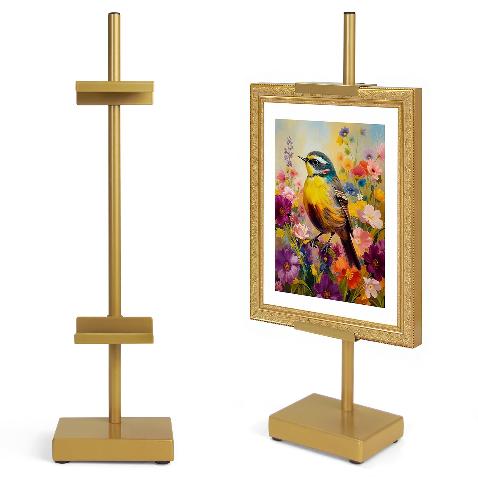 Adjustable Tabletop Easel Stand, Picture Easels for Display Up to 17" H, Gold Metal Picture Frame... | Amazon (US)