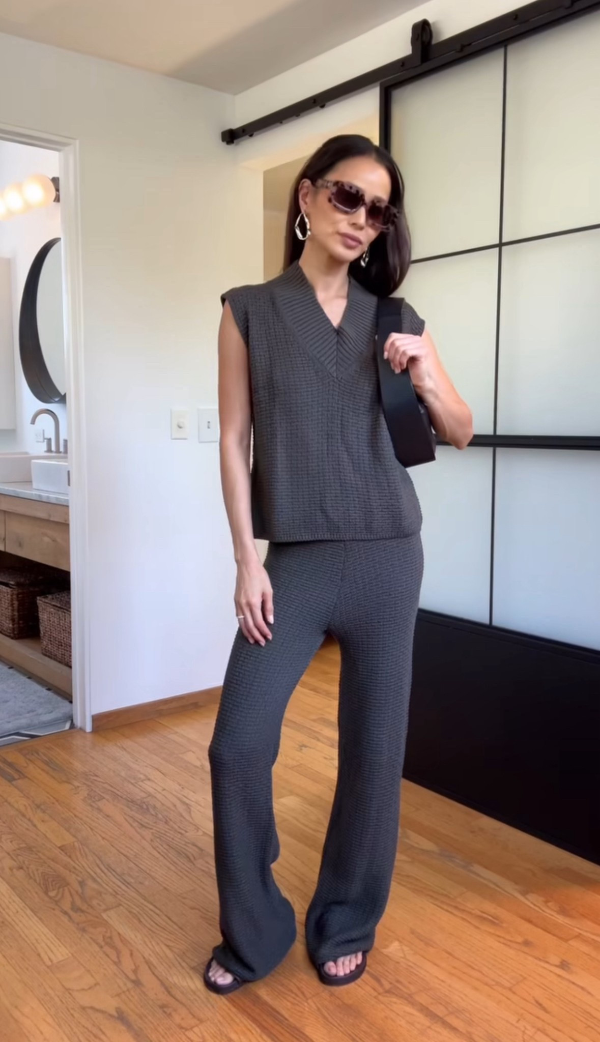 Casual elevated outfit perfect for everyday 🖤 Linked the exact matching set in a different color since the color I’m wearing is sold out! 

#LTKFindsUnder100 #LTKFindsUnder50 #LTKSaleAlert