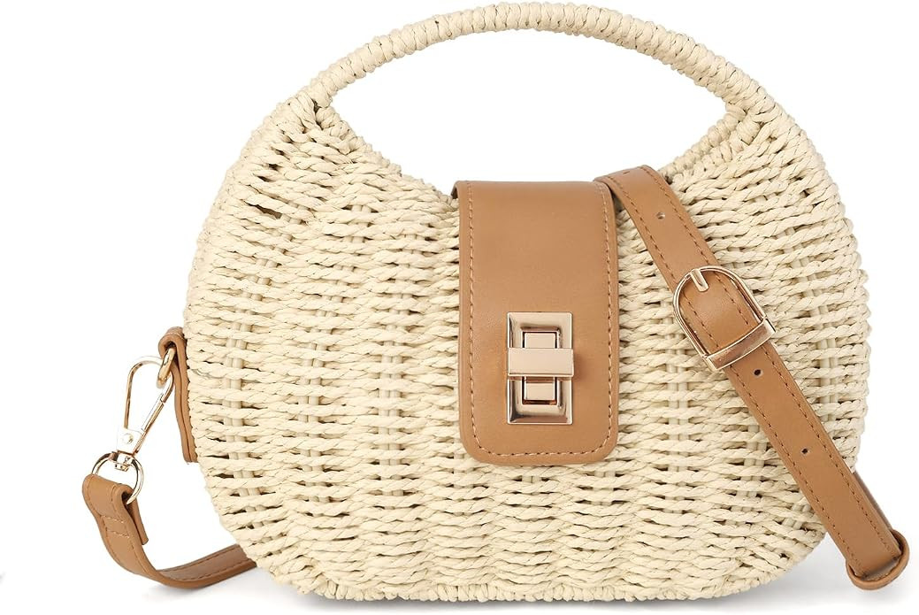 Gladdon Small Woven Straw Crossbody Handbag for Women Boho Style with Adjustable Strap | Amazon (US)