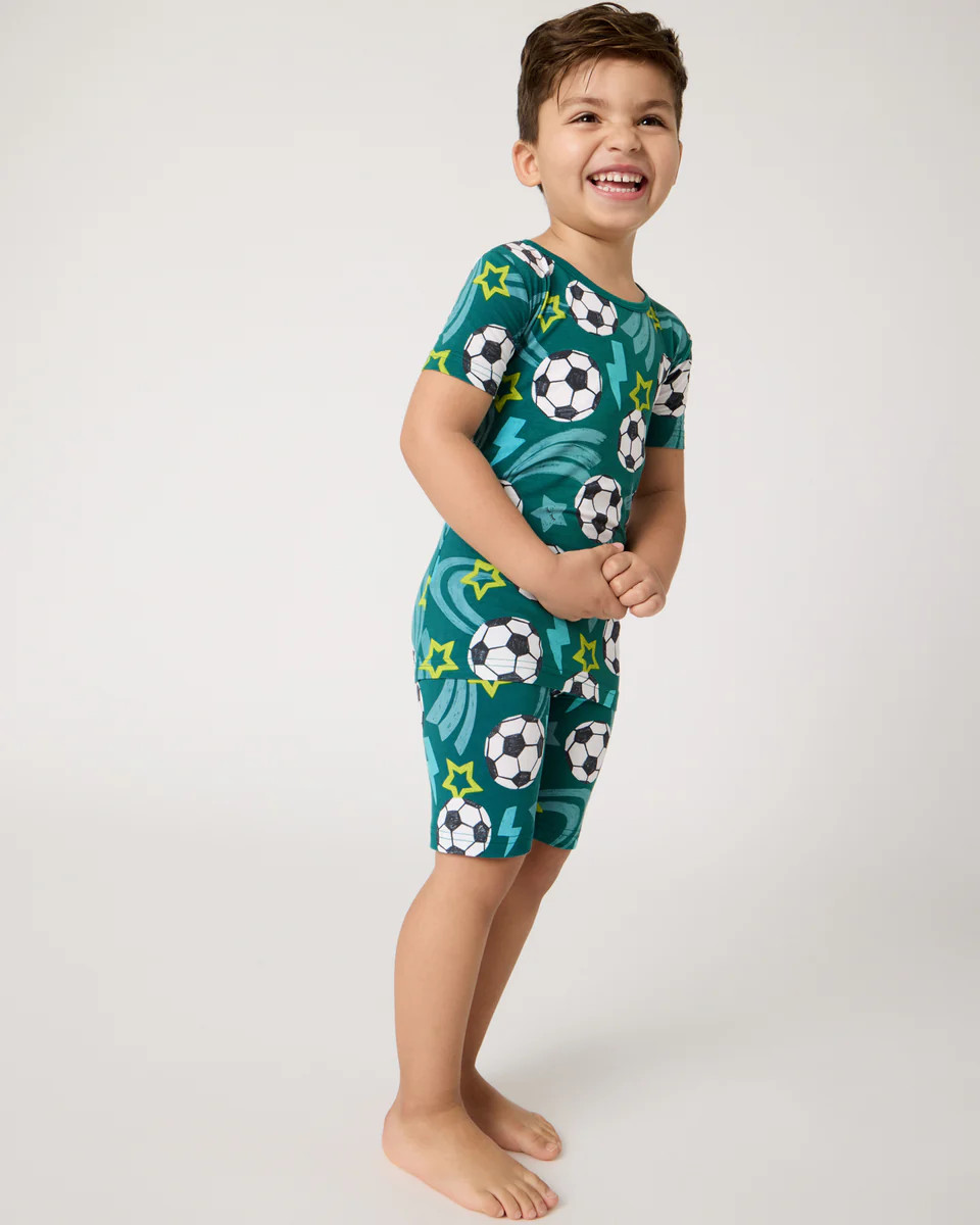 Soccer Stars Two-Piece Short Sleeve & Shorts Pajama Set | Little Sleepies