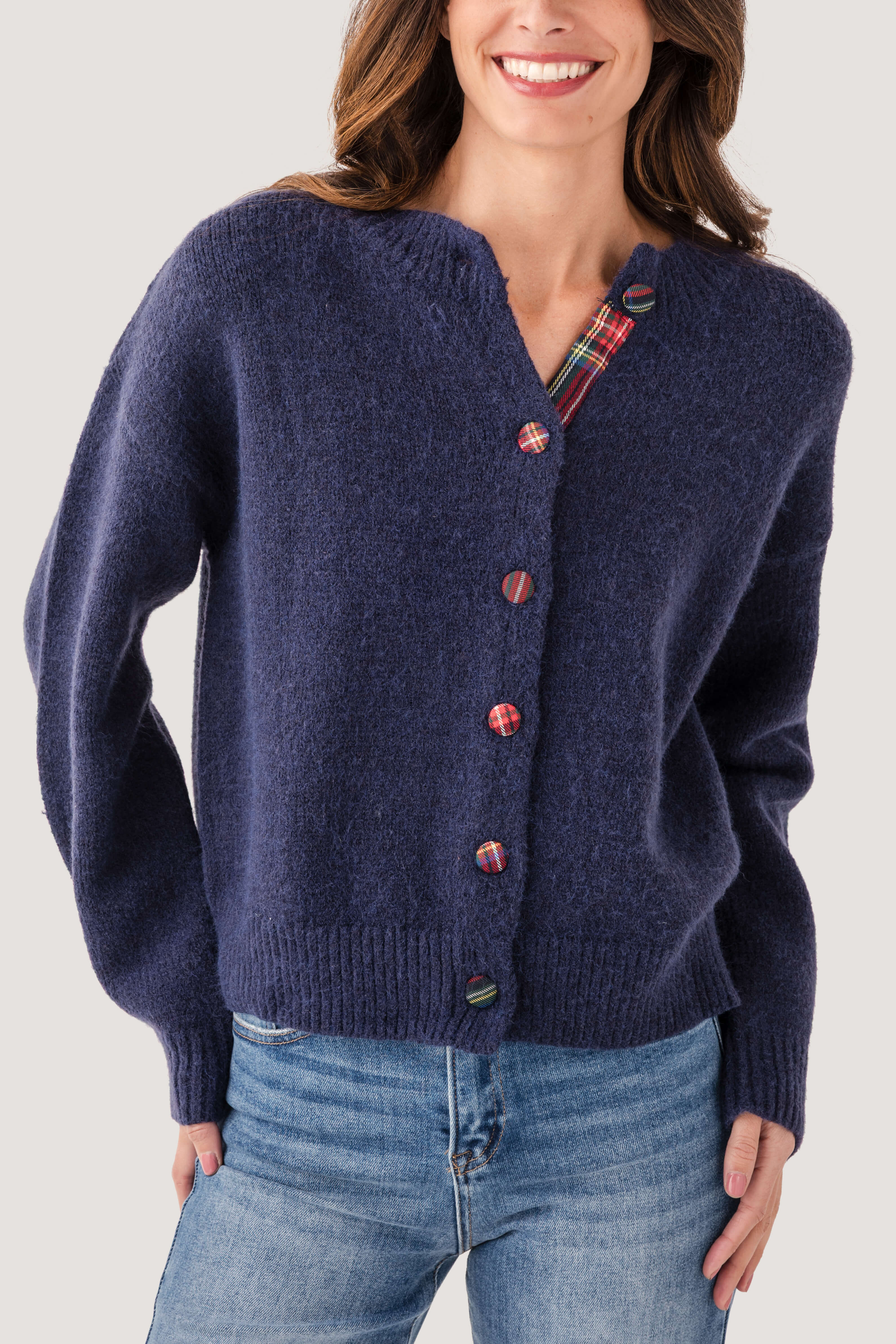 Wishlist Tartan Button Cardigan | Social Threads