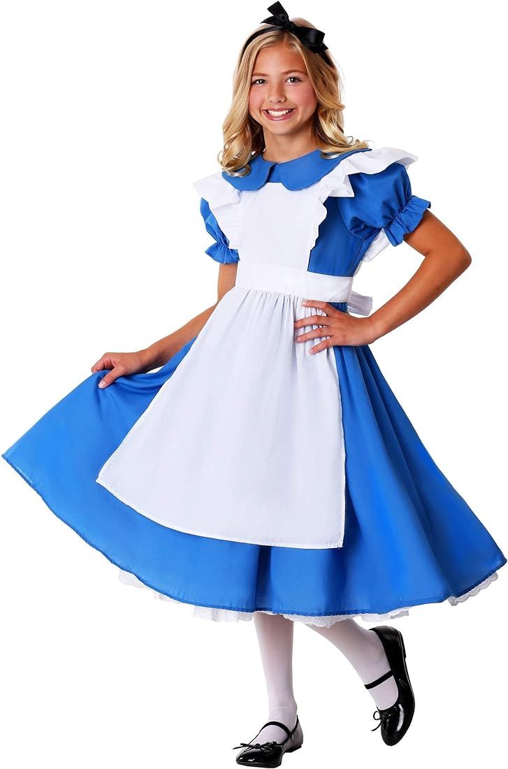 Alice in Wonderland Kids Deluxe Alice Dress Girls, Pretty Blue & White Alice Dress Halloween Cost... | Amazon (US)