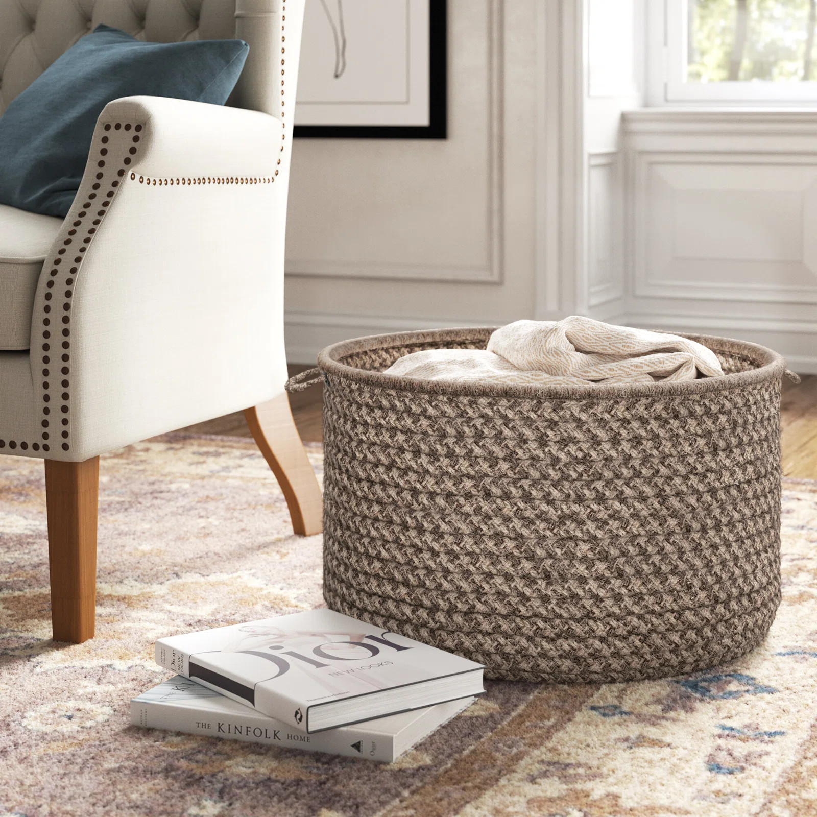 Kelly Clarkson Home Natural Wool Houndstooth Storage Basket & Reviews | Wayfair | Wayfair North America