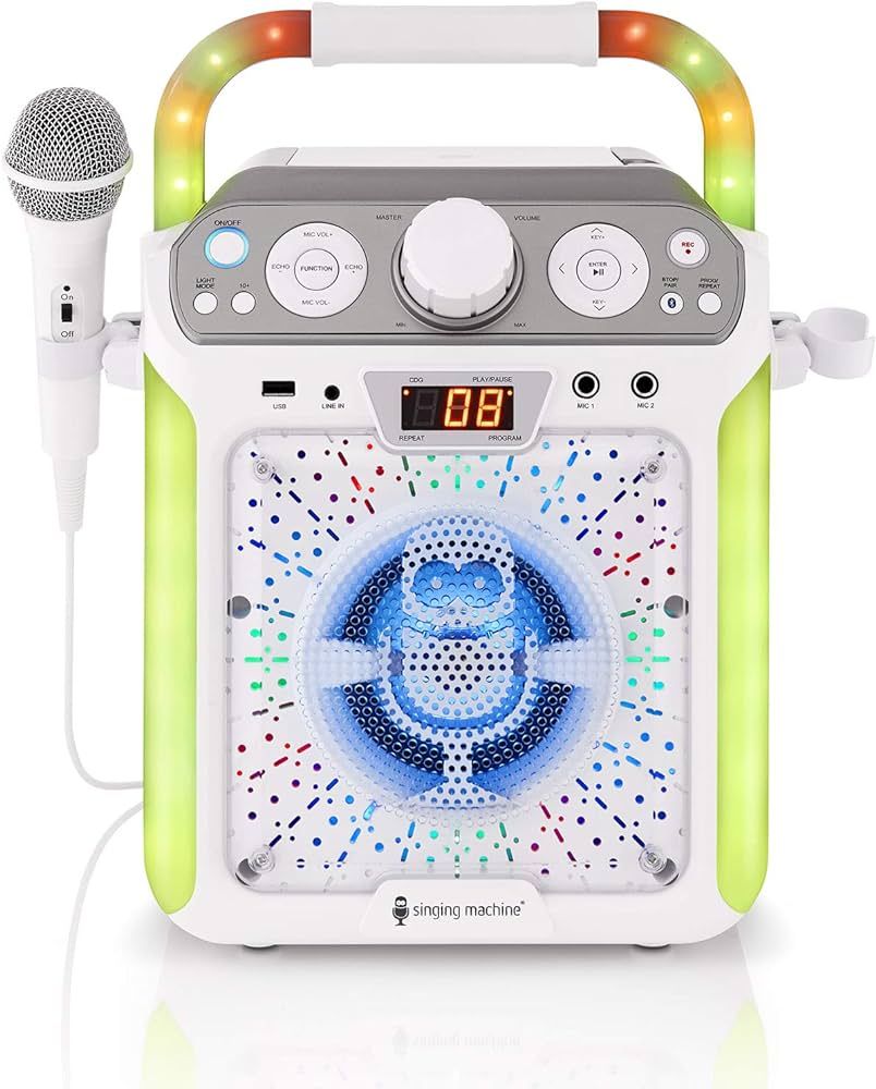 Singing Machine SML682BTW Groove Cube Karaoke Player with Bluetooth and Echo Control, White | Amazon (US)