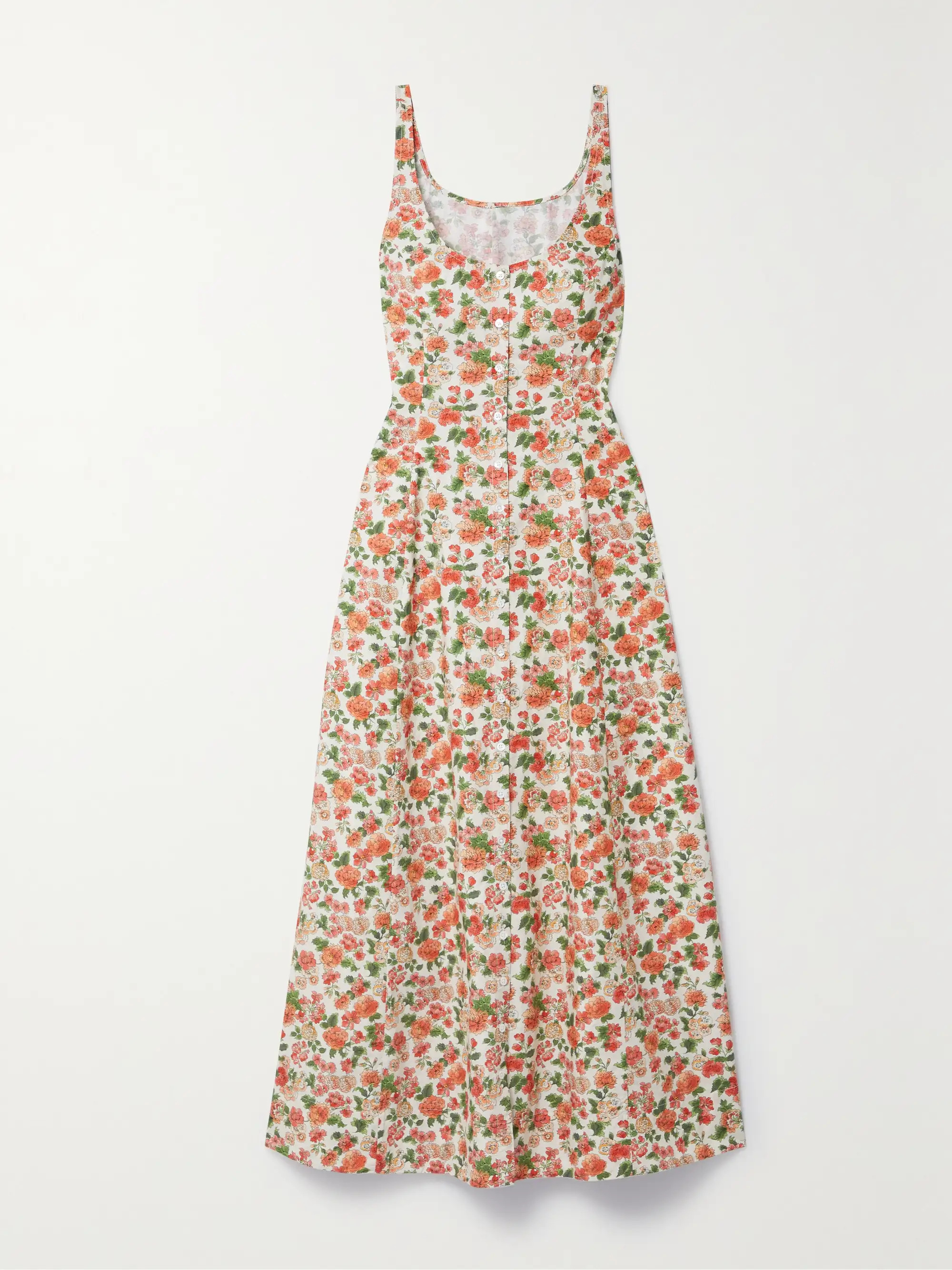 Lantana floral-print organic cotton-poplin midi dress | NET-A-PORTER (US)