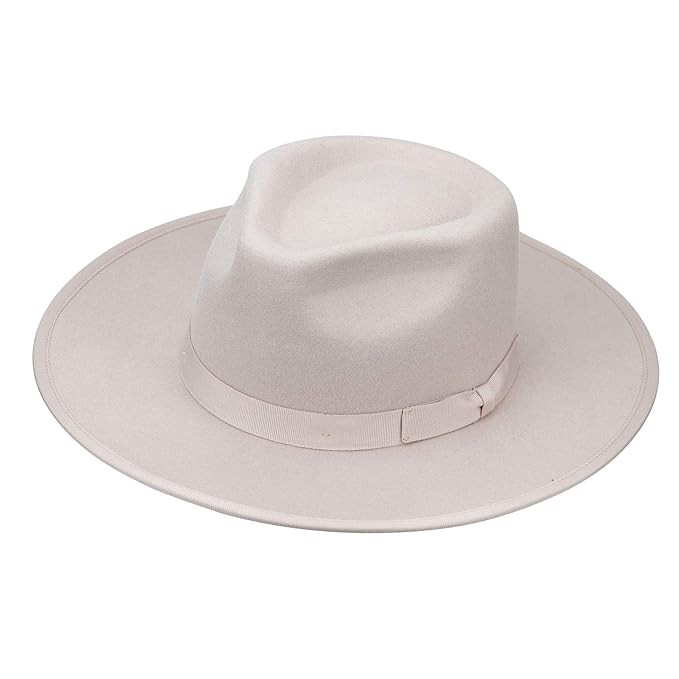 Fedora for Men Women 100% Wool Felt Outback Panama Hat Classic Band Wide Brim Adjustable | Amazon (US)