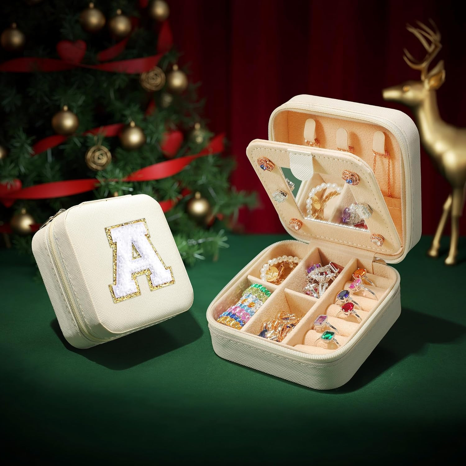 Parima Travel Essentials for Women Girls - Personalised Initial Jewelry Box, White Jewelry Boxes ... | Amazon (US)