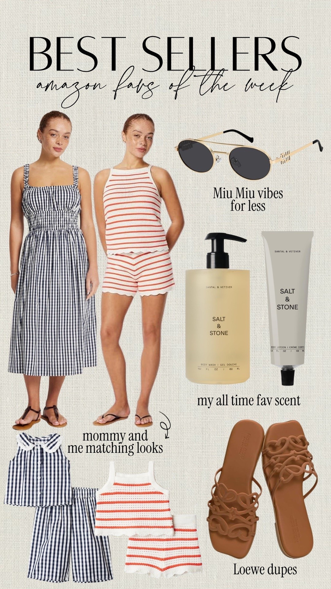 Amazon weekly best sellers! Sophia Grainge collab, matching mommy & mini outfits. Loewe look for less sandals. Miu Miu dupe sunglasses. Favorite body wash and lotion

#LTKSaleAlert #LTKKids #LTKmomlife