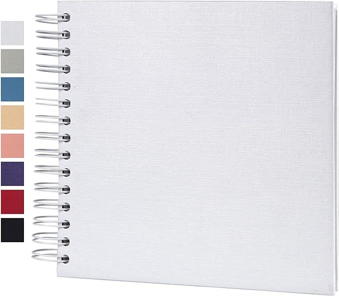 potricher 8 x 8 Inch DIY Scrapbook Photo Album Hardcover Kraft Blank White Page Wedding and Anniv... | Amazon (US)