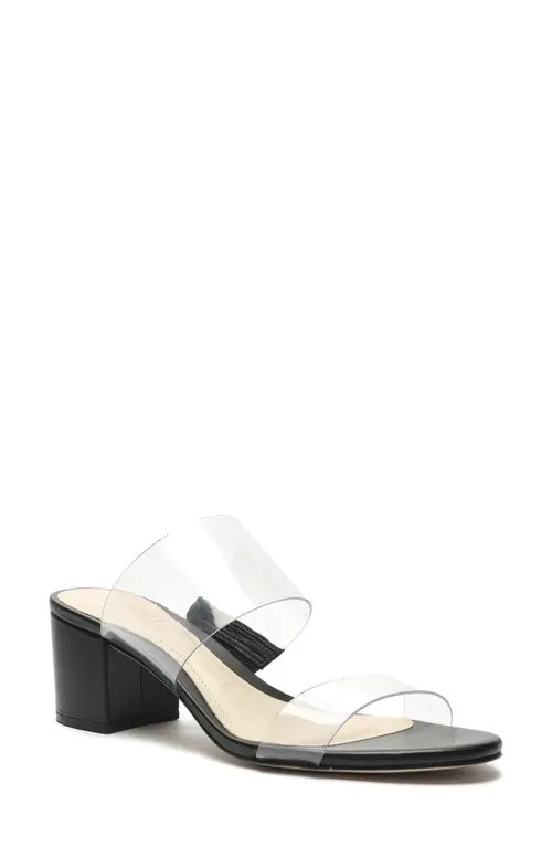 Schutz Victorie Slide Sandal in Transparent/Black Vinyl at Nordstrom, Size 9.5 | Nordstrom