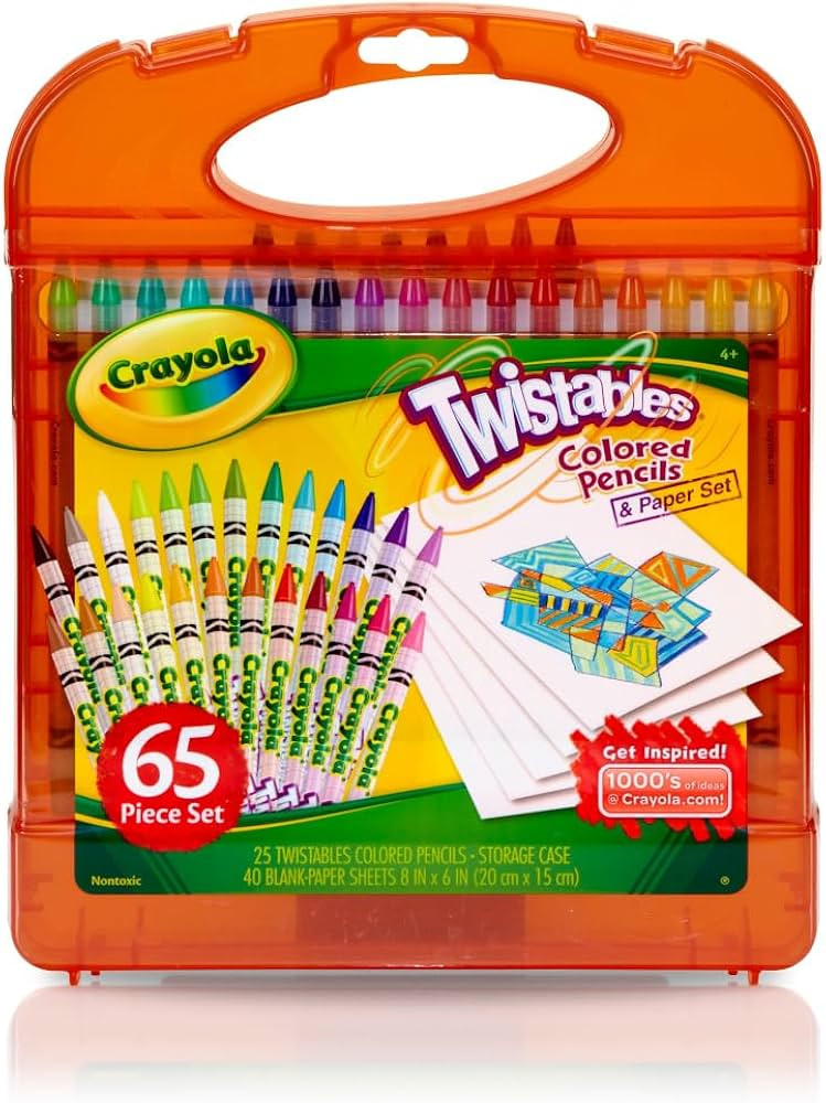 Crayola Twistables Colored Pencils Set 65 pieces (25 pencils + 40 paper sheets), Kids Drawing Kit... | Amazon (US)