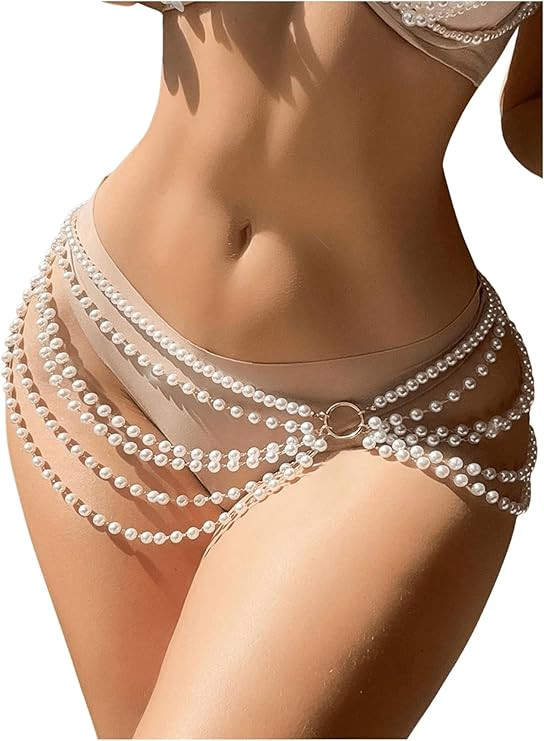 WDIRARA Women's Pearls Waist Chain Body Chain Beach Bikini Accessories | Amazon (US)