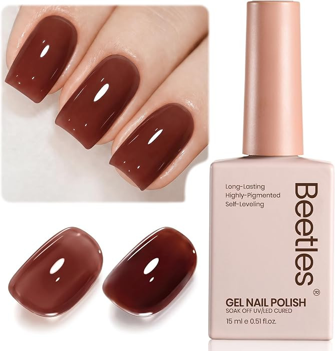 Beetles Brown Red Gel Nail Polish, Brick Rose 15ML Jelly Fall Gel Polish | Amazon (US)