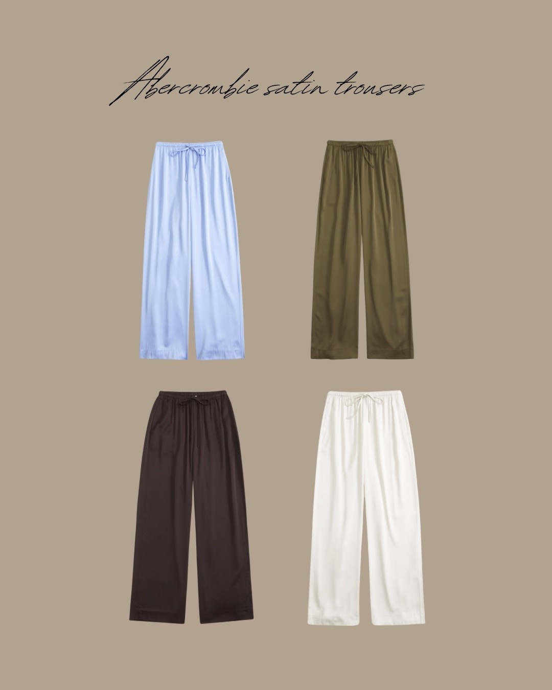 The best satin trousers! In short, regular and tall lengths 🤍🙌🏻 

#LTKuk #LTKXAbercrombieDenim #LTKspring