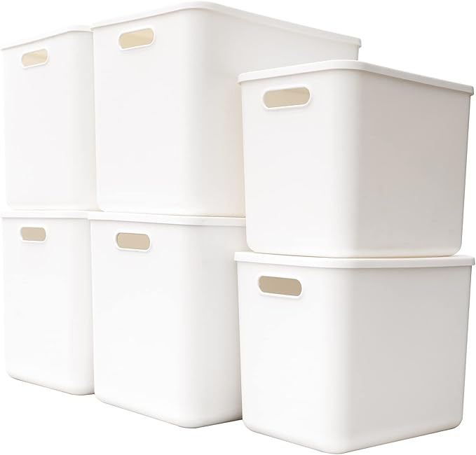 Yishyfier Plastic Storage Baskets Bins Boxes With Lids,Organizing Container White Storage Organiz... | Amazon (CA)
