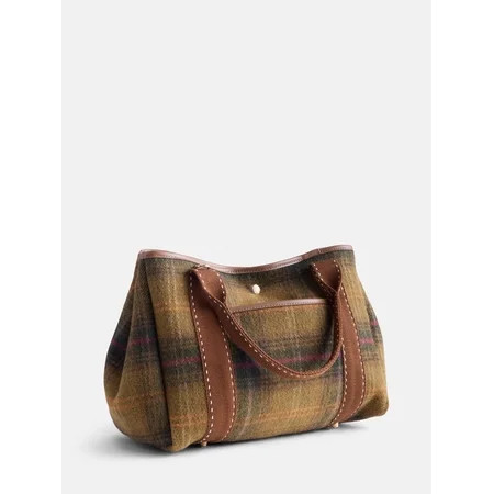 Free Assembly Women’s Plaid Medium Tote Handbag, Yellow | Walmart (US)