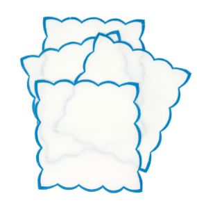 Cocktail Napkins with Color Trim Set of 4, Light Blue
 – Paloma and Co. | Paloma & Co.