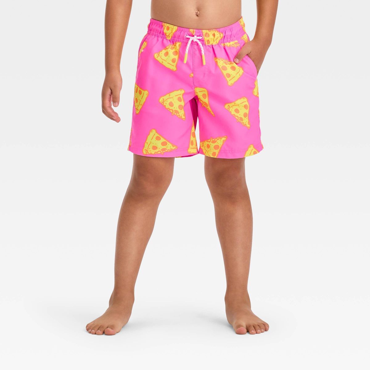 Boys' Pizza Printed Swim Shorts - Cat & Jack™ Pink/Yellow S | Target