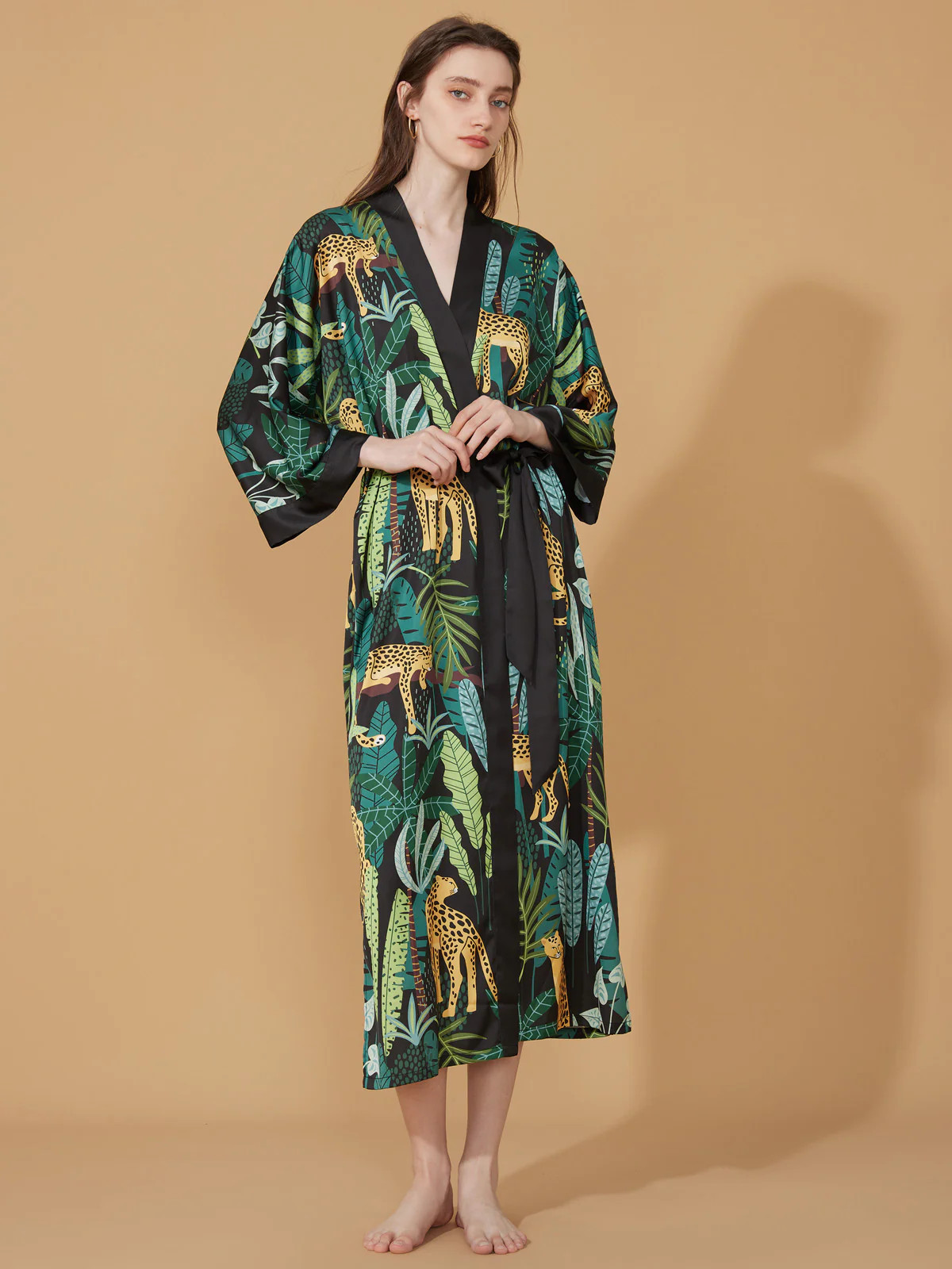 Black Leopard Kimono Robe | ulivary