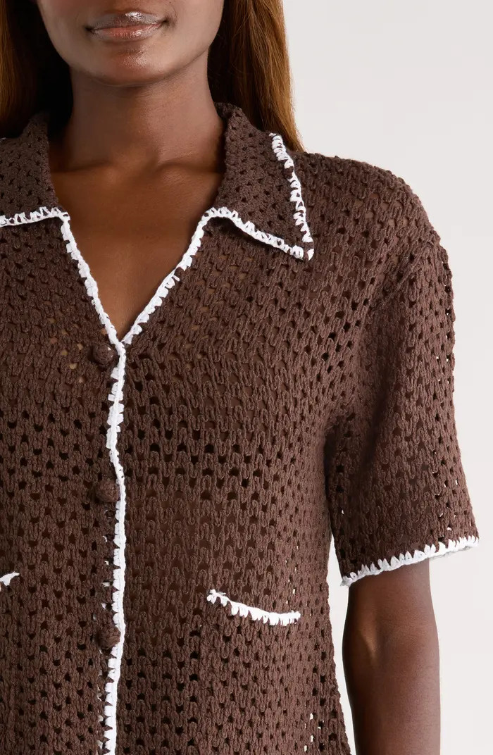 Crochet Button-Up Cover-Up | Nordstrom