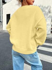 INAWLY Women Round Neck Dropped Shoulder Long Sleeve Loose Casual Sweater, Autumn/Winter Knit Pul... | SHEIN