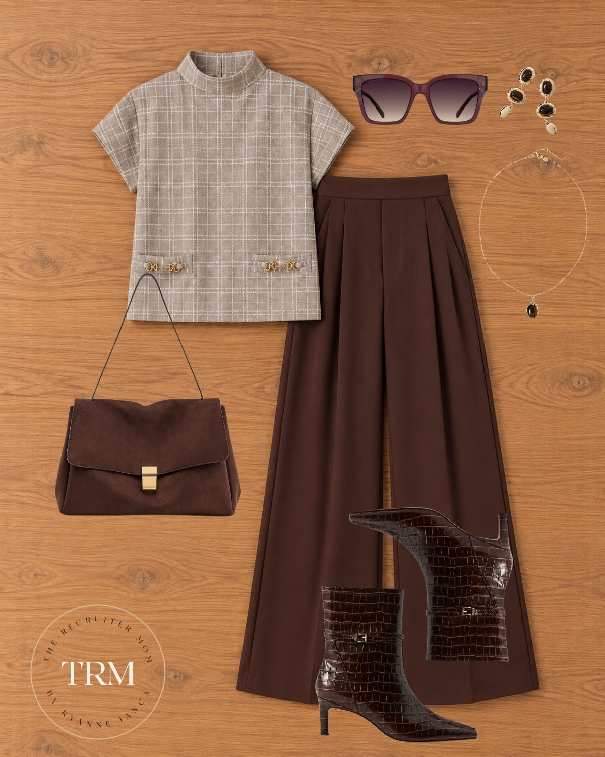 Plaid mock neck top + brown pleated trousers 🤎 Workwear that feels so put together! Croc-embossed ankle boots and a suede shoulder bag are the perfect fall finish 🍂

Sizing: Top | Pants | Boots 

 #LTKover40 #LTKstyletip #LTKmidsize #LTKworkwear