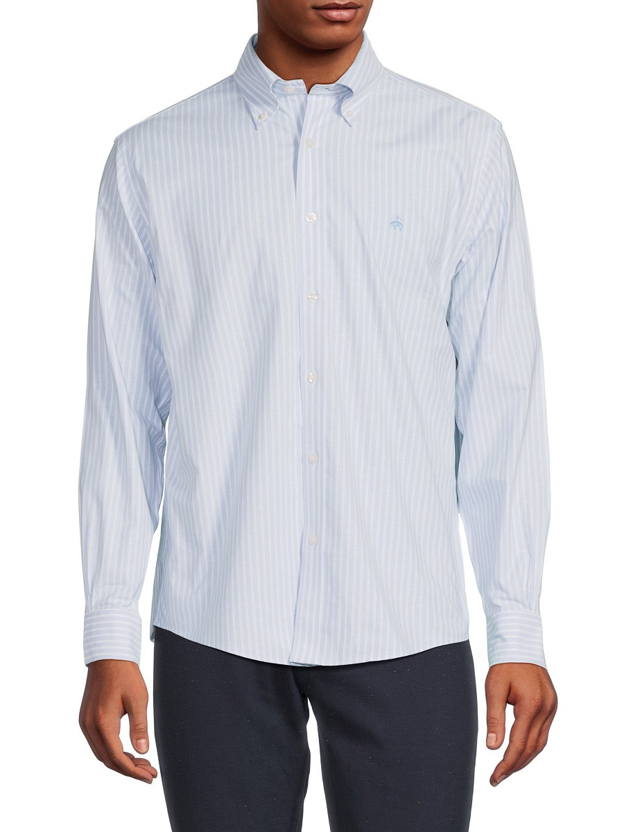 Brooks Brothers Men's Striped Button Down Collar Shirt - Light Blue - Size XL | Saks Fifth Avenue OFF 5TH