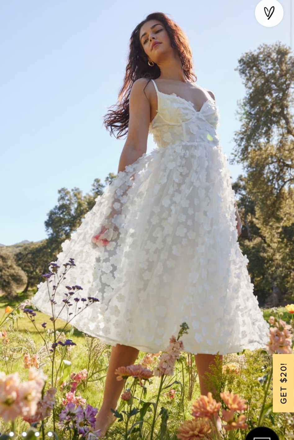 Beautiful floral appliqué white dress, perfect for wedding or bridal events for the perfect chic bride to be! Corset like top flowy midi dress!

#white #dress #flowers #floral 

#LTKstyletip #LTKunder100 #LTKwedding