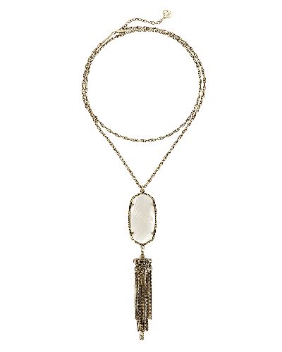 Rayne Necklace in White Banded Agate | Kendra Scott