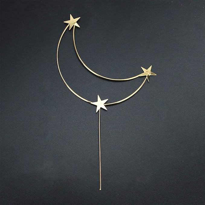 Star Cake Topper Gold Moon and Stars Cupcake Toppers Decorations for Girl¡¯s Happy Birthday Wed... | Amazon (US)