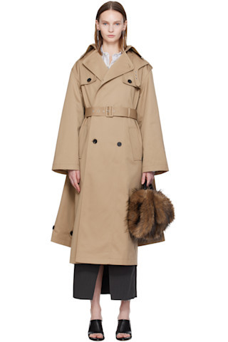 Beige 'The Hooded' Trench Coat | SSENSE