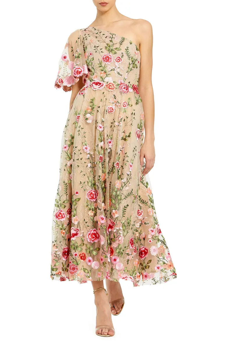 Mac Duggal One Shoulder Floral Lace Embroidered Dress | Nordstrom | Nordstrom