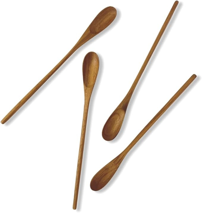 FAAY - 4 Pcs 9.5” Long Teak Spoon, Chef Testing Spoons, Handcrafted Cocktail Stirring, Tea, Dri... | Amazon (US)